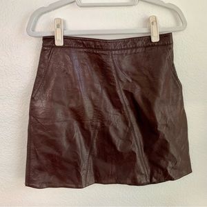 Zara Burgundy Faux Leather Mini Skirt